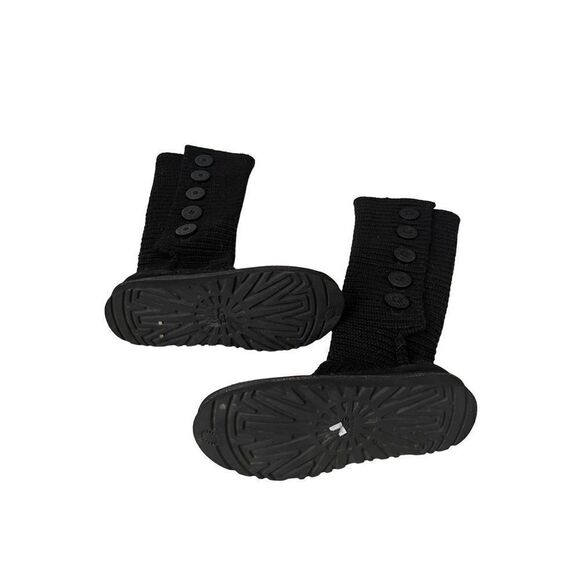 UGG Womens Black Knit Wool Button Cardy Mid Calf Shoes Winter Boots Size 7 - Picture 2 of 4
